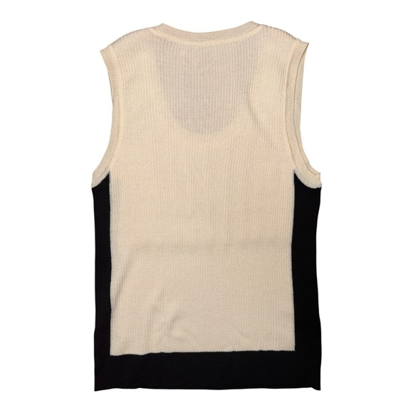 Elie Tahari Cream and Black Embellished Sleeveless Tank Top - Picture 3 of 4